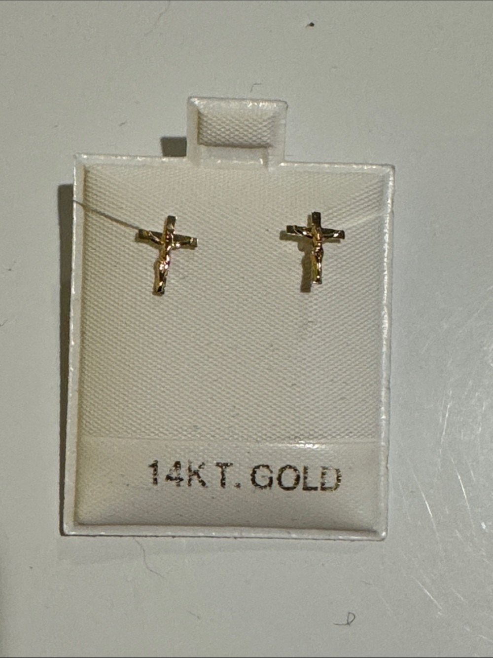 14K Gold Kids Cross Stud Earrings - Classic Gold Christian Jewelry